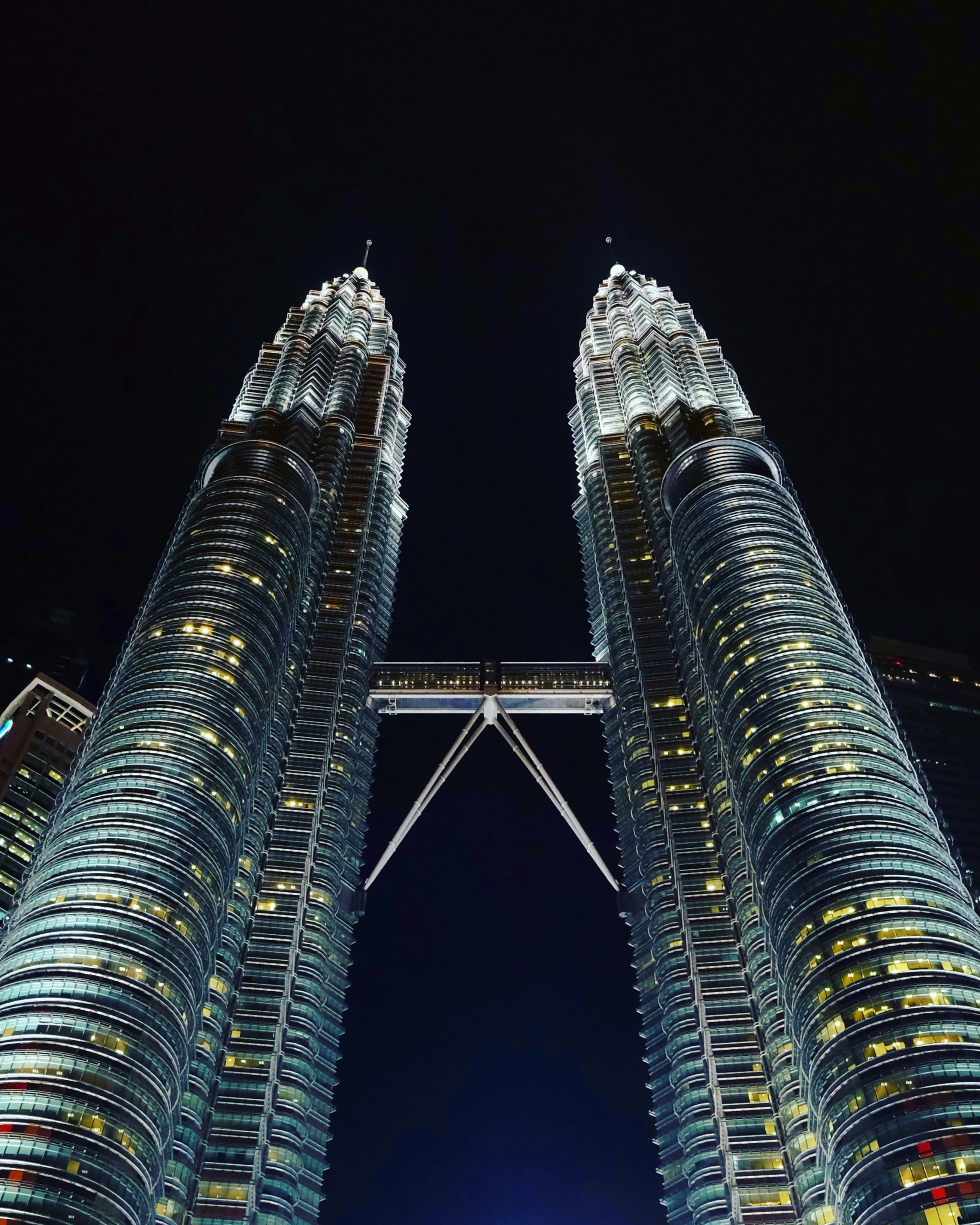 Kuala Lumpur skyline at night with illuminated skyscrapers