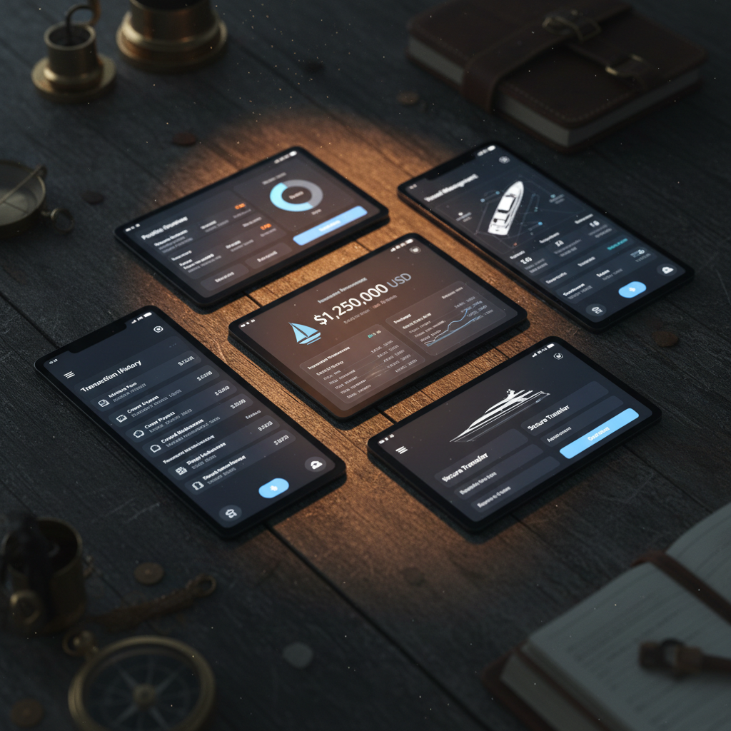 Digital banking platform interface on modern device